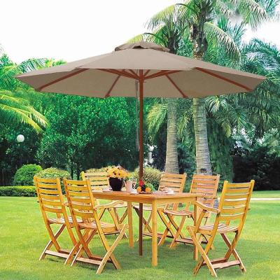 China Wholesale 2.7M Contemporary Wooden Patio Umbrellas Big Custom Printing Poles, Large Outdoor Table Parasol Umbrella for sale