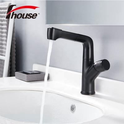 China Metered Faucets 2021 New Style Pull Out Basin Faucet Water Tap 360 Degree Multifunctional Modern Bathroom Faucet for sale