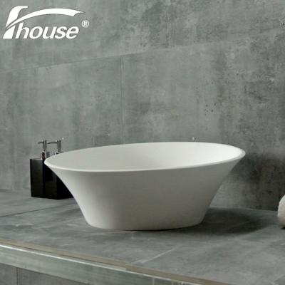 China Modern Solid Outdoor Artificial Stone Basin Sink Round Circular Resin Basin Countertop Black Wash for sale