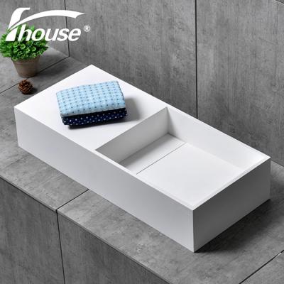 China Solid Surface Rectangular Sink Solid Bathroom Basin Lavatory Wall-hung for sale