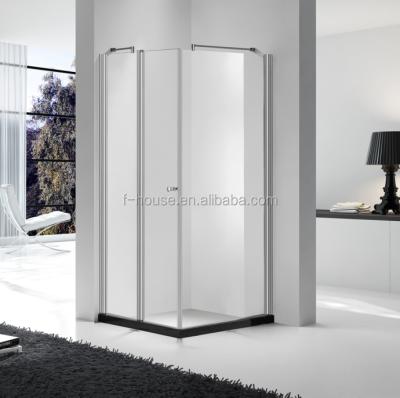 China Modern Design Pivot Folding Door Two Fixed A Movable Interior / Exterior Square Shape Shower Enclosure for sale