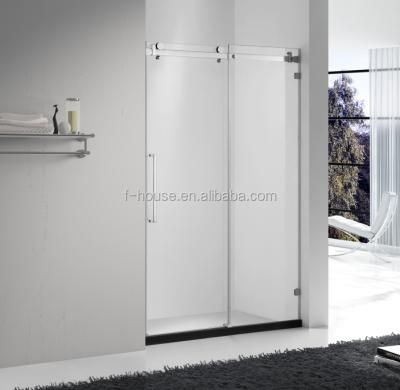 China Large Modern Roller Stainless Steel Rollers Frameless Fixed Sliding Straight Shower Enclosure One One for sale