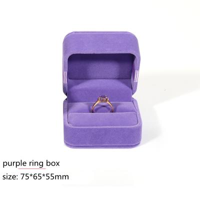 China Recycled Materials Customize Luxury Purple Sliver Velvet Jewelry Packaging Box For Ring Bracelet Necklace Pendant for sale