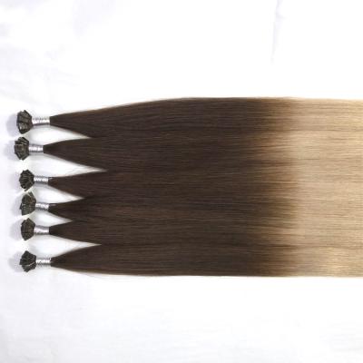 China Virgin Russian Straight Blonde Remy Flat Tip Hair Extensions Brown Ombre Silky Straight Wave for sale