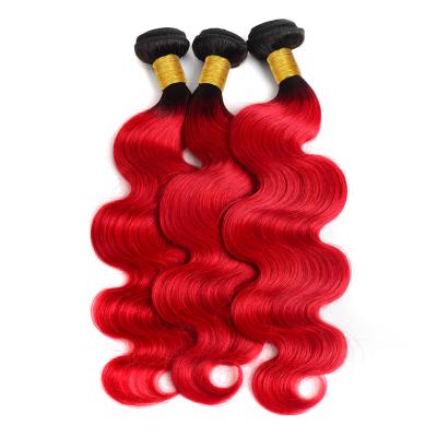 China 100% Raw Peruvian Red Body Wave Virgin Human Hair Ombre 1B Hair Bundles for sale