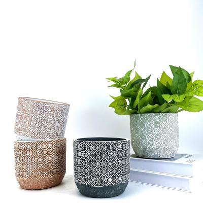 China Eco-Freindly Nordic Style Round Shape Round Shape Cement Planter Pot For Garden Decor for sale