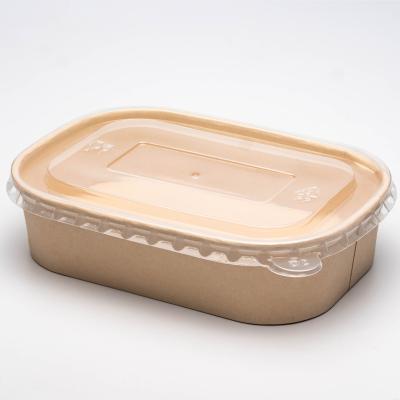 China Factory Supply Disposable Square Bowl Kraft Paper Rectangle Container Free Samples Directly for sale