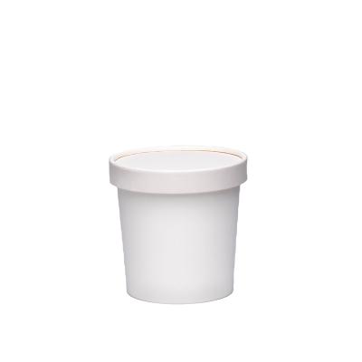 China High Quality Disposable White Paper Soup Bowl With Snack Paper Noodle Lid Packing 16oz Soup Takeout Cup for sale