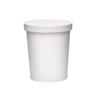 China White Paper Disposable Disposable Soup Bowl With Lid Snack Paper Noodle Lid Biodegrable Soup Takeout Cup 32oz for sale