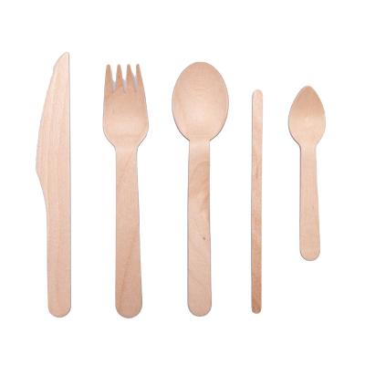 China High Quality Biodegradable Disposable Wooden Spoons Knife Forks Disposable Cutlery for sale