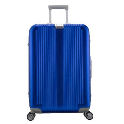 China High Strength Carry On Luggage Spinners Double TSA Costoms Luggage Business Trolley 28 Inch Aluminum TSA Lock Unlock Blue for sale