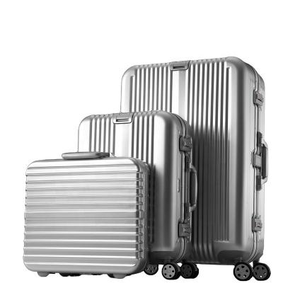 China GKO Aluminum 20 Inch Spinner Smart Metal Luggage Trolley Aluminum Brushed Luxury Travel Carry On Suitcase With Print for sale