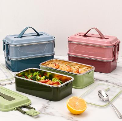 China Sustainable Multifunctional Double-Layer Stainless Steel Lunch Box Bento Box for sale