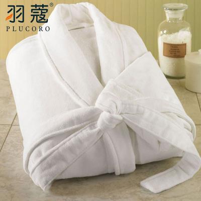 China White 100% Turkish Cotton QUICK DRY Five Star Hotel Collar Velvet Bathrobe Standard Long Robe for sale