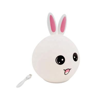 China Cute Rabbit Shape Novelty Novelty Kids Baby Room Pat Lamp USB Rechargeable Battery Animal Silicone LED Kids Night Light for sale