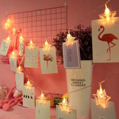 China Light Cold White Led String Party Decoration 2m Light Up Star Photo Clips String Light for sale