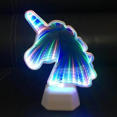 China Home Decoration Unicorn Tunnel Effect Night Light 3D LED Infinity Mirror Lamp for sale