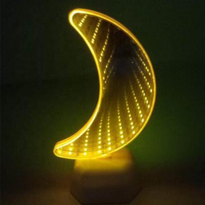 China Decoration Moon Shape Infinity Mirror Tunnel 3D Led Night Light For Home Decor for sale