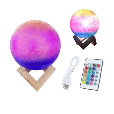 China Night Light and Decoration Home Led Decorative Lights RGB Color Illuminate Desktop Colorful Painting Atmostphere LED 3D Moon Lamp Wireless Light for sale