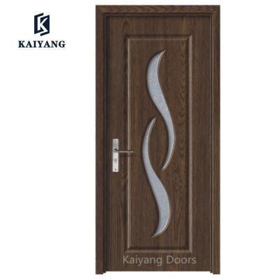 China 2020 Modern New PVC Door Glass Door Romania Glass Door Bathroom Design MDF Model Wooden Door for sale