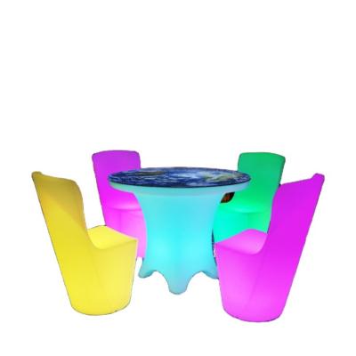 China Comfortable Color change PE modern  round tables and chairs for restaurant for sale