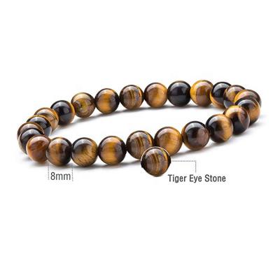 China Natural Elastic Stretch Stretch Mens Womens 8mm Tiger Eye Stone Beads Bracelet Tiger Eye Stone Bead Bracelet Natural Stone Beads Bracelet for sale