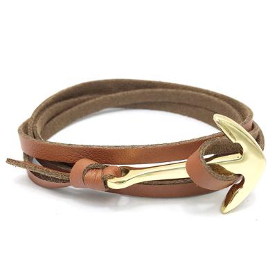 China 2019 New Anchor Unique Feature Unique Design Premium Quality And Fashion Sturdy Leather Adjustable Leather Bracelet Ally Stainless Steel Rope Hook Bracelet for sale