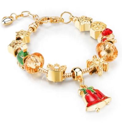 China CLASSIC 24K Gold Alloy Plating Sliding Beads Christmas Elements DIY Couple Bracelet for sale