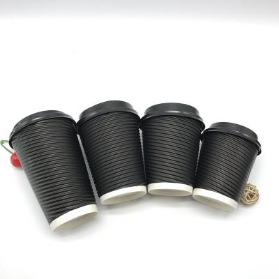 China Customized Wholesale Disposable Logo Double Wall Ripple Black Paper Cup Eco Friendly High Quality for sale