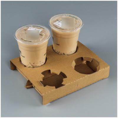 China New Disposable Disposable Takeout Coffee Rack Restaurant Coffee Packing Tools Holders Milk Take Out Paper Cup Holder Tray for sale