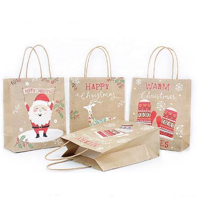 China Solid Color Bags Disposable Paper Wrapping Party Supplies Christmas Party Handbags Small Brown Food Wrapping Paper Bags for sale