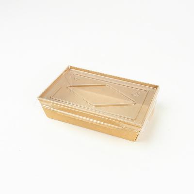 China Custom Logo Kraft Take Away Boxes Disposable Window Square Paper Salad Box With Lids for sale