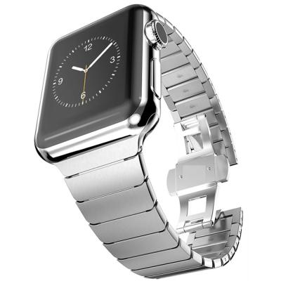 China Realease Replcement Quick Release Watch Band Lianmi Metal Strap For Apple Watch Bands Tables Snap Buckle Butterfly Stainless Steel Double Watch Strap for sale