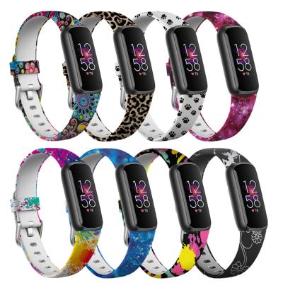 China Realease Replcement Quick Watch Band Lianmi Colorful Leopard Printing Strap Wristband Strap For Fitbit Luxe Silicone Printed Watch Band for sale