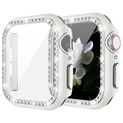 China Quick Realease Replcement Protective Watch Lianmi Bling Glass+Cover Case For Apple Watch Case 40mm 44mm iWatch Diamond Screen Bumper Apple Watch Series 3 Se 4 5 6 for sale