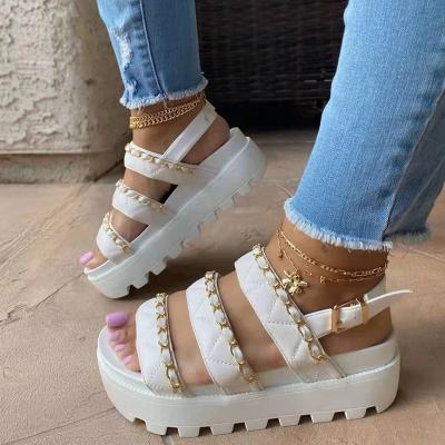 China NEW Women Sandal Light Chain Detailed Straps Ins Fashion Ladies Platform Sandals for sale