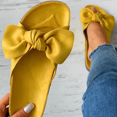 China Fashion Trend Fashion Suede Bow Sandal For Women Bowknot Flat Slippers Summer Slipper Ladies Shoes Outdoor Sandal for sale