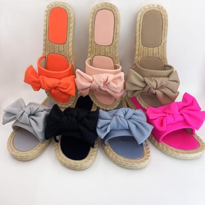 China Flat Bowknot PVC Injection Molds Female Flat Slippers Outdoors To Wear Soft Beach Slippers for sale