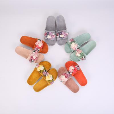 China NEW Cork Shoes Summer Fashion Sandals flower vamp anti-skid handmade three-dimensional ladies slippers for sale