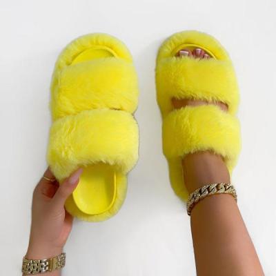 China 2021 Summer Light Weight Ins Plush Slippers New Flat Slides Slippers For Women Sandal Shoes for sale