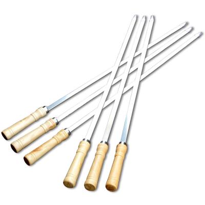 China Easily Cleaned 6 Pcs Reusable BBQ Sticks Skewers For Meat Hot Dog And Camping Cookware Campfire Grill Cooking for sale