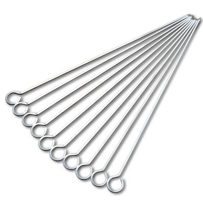 China Hot Selling Easily Cleaned 6 Piece Stainless Steel Flat Skewers Grill To Fork Reusable BBQ Skewers For Vegetable Sausage Chicken Kebab for sale