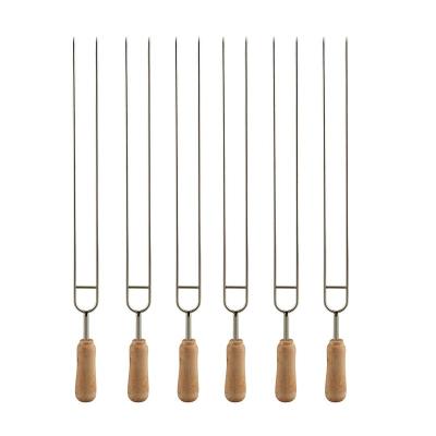 China Easily Cleaned Outdoor Kitchen Tool Grilling Barbecue 6 Pcs U-Shaped BBQ Spits Stainless Steel Meat Skewers For Camping for sale