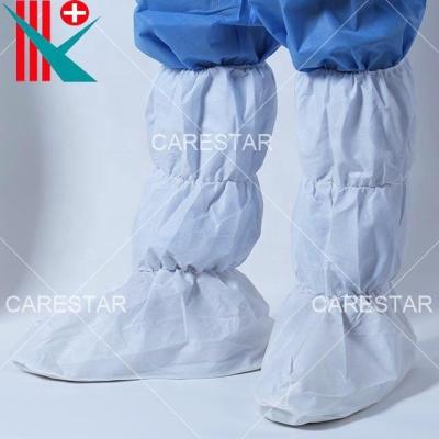 China PP non-woven+CPE liner disposable CPE coated PP boot cover, with PVC sole for sale