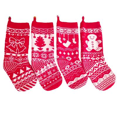 China Wholesale High Quality Knitted Christmas Decoration Clothes Sock Candy Gift Sock Red And White Santa Candy Bag Hanging Stocking for sale