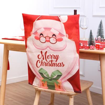 China Beach Chair Christmas Decoration Supplies One Sided Canvas Print Cartoon Santa Christmas Chair Cover for Thanks Giving and Christmas Decor for sale