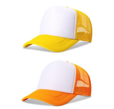 China White High Quality Adult COMMON Mesh Trucker Hat Custom Logo 5 Panel Baseball Hat For Promotional for sale