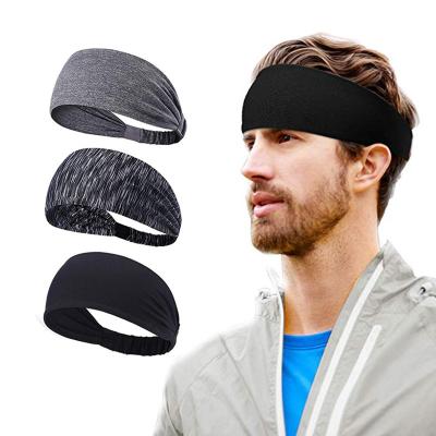 China Fitness Headband Stretch Polyester Turban Solid Color Sports Headband Yoga Sweat Running Band for sale