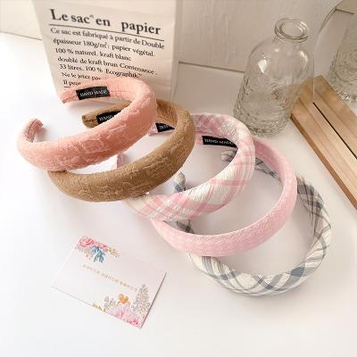 China Korean Sweet Girls Style Solid Color Hair Band New Retro Cheap Hair Decoration Sponge Wholesale Headband for sale