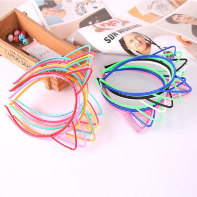 China Cheap lovely plastic color candy color kids mixed cat ears hair decoration shape plastic hair headband for sale